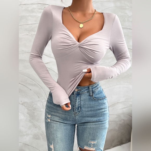 Twisted Long Sleeve T-Shirt Top Back To School SALE!! - Picture 3 of 9